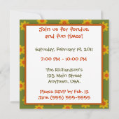 Invitation Rétro partie de fondue de marguerite verte et (Dos)