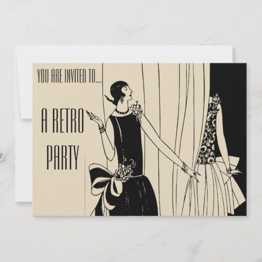 Invitation Rétro partie vintage d'années '20 d'hurlement (Devant)