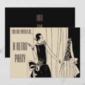 Invitation Rétro partie vintage d'années '20 d'hurlement (Devant / Derrière)