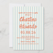 Invitation Retro Pastel Bleu Gravé Moderne Vintage Mariage (Devant)