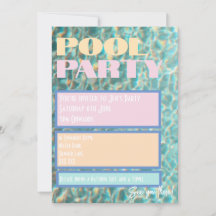 Invitation Retro Pastel Pool