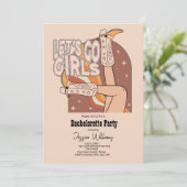Invitation Retro Pastel Rodéo Rose Bachelorèse (Debout devant)