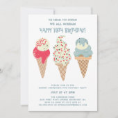Invitation Retro Patriotic Ice Cream Cone 19e anniversaire (Devant)