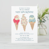 Invitation Retro Patriotic Ice Cream Cone 40e anniversaire (Debout devant)
