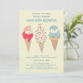 Invitation Retro Patriotic Ice Cream Cone 60e anniversaire (Debout devant)