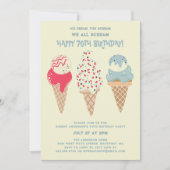 Invitation Retro Patriotic Ice Cream Cone 70e anniversaire (Devant)