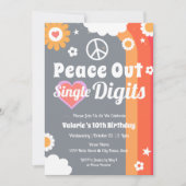 Invitation Retro Peace Out 10e anniversaire (Devant)