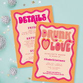 Invitation Retro Peach Drunk in Love Bachelorette Week-end