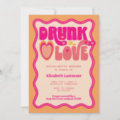 Invitation Retro Peach Drunk in Love Bachelorette Week-end (Devant)