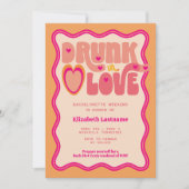 Invitation Retro Peach Drunk in Love Bachelorette Week-end (Devant)