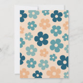 Invitation Retro Peach Green Boho Flower 40th Birthday (Dos)