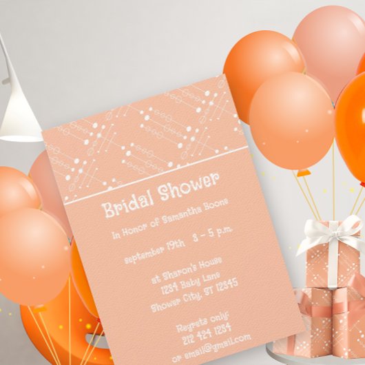 Invitation Retro Peach Vintage MCM Mid-Century Moderne