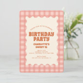 Invitation Retro Peachy Checker Sweet 16 fête d'anniversaire (Debout devant)