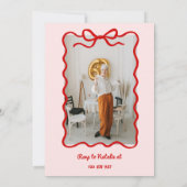 Invitation Retro Peint 60e Rouge rose rayures photo Anniversa (Dos)