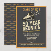 Invitation Retro Pep Rally Style 50 Year Class Reunion (Devant / Derrière)