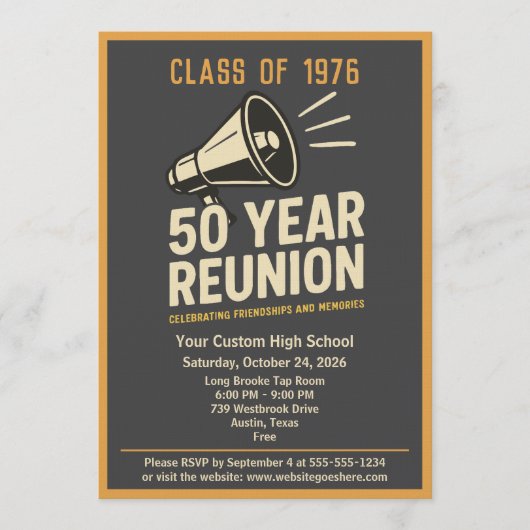 Invitation Retro Pep Rally Style 50 Year Class Reunion (Devant)