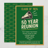 Invitation Retro Pep Rally Style 50 Year Class Reunion (Devant / Derrière)