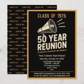 Invitation Retro Pep Rally Style 50 Year Class Reunion (Devant / Derrière)