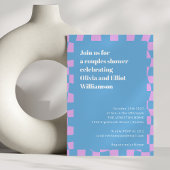 Invitation Retro Periwinkle Checkerboard Couples Couples Coup