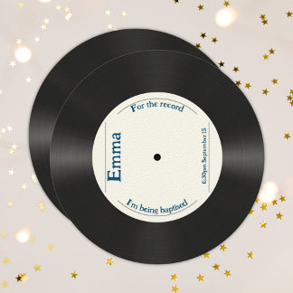 Invitation Retro Personnalisé Pour Le Baptême Adulte Record