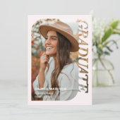 Invitation Retro Photo Graduation Minimalist Pink (Debout devant)