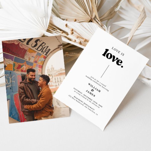 Invitation Retro Photo Love Is Love LGBT Mariage