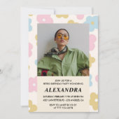 Invitation Retro Photo motif floral 37e anniversaire (Devant)