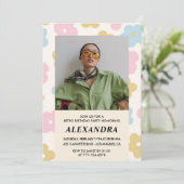Invitation Retro Photo motif floral 39e anniversaire (Debout devant)