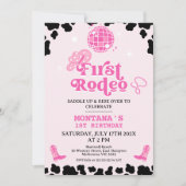 Invitation Retro Pink Black Disco Premier Rodéo 1er Anniversa (Devant)