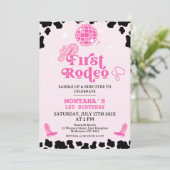 Invitation Retro Pink Black Disco Premier Rodéo 1er Anniversa (Debout devant)