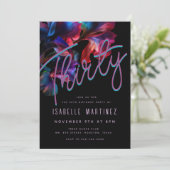 Invitation Retro Pink Blue Neon Floral 30e anniversaire (Debout devant)
