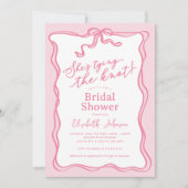 Invitation Retro Pink Bow Elle noue la Fête des mariées de no (Devant)