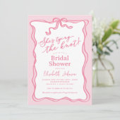 Invitation Retro Pink Bow Elle noue la Fête des mariées de no (Debout devant)