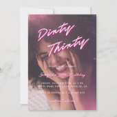 Invitation Retro Pink Dirty Trente Photo 30e fête d'anniversa (Devant)