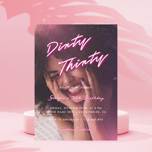 Invitation Retro Pink Dirty Trente Photo 30e fête d'anniversa