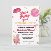 Invitation Retro Pink Disco Cowgirl Western Bachelorette (Debout devant)