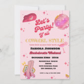 Invitation Retro Pink Disco Cowgirl Western Bachelorette (Devant)