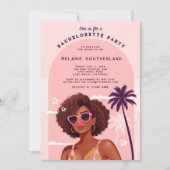 Invitation Retro Pink Girly Beach Bachelorette Party (Devant)