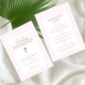Invitation Retro Pink Green Palm Beach Bachelorette Itinerary