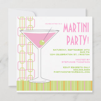 Invitation Retro Pink Martini Cocktail Party