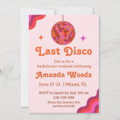Invitation Retro Pink Orange Dernière discothèque Bachelorett (Devant)