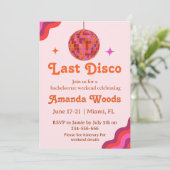 Invitation Retro Pink Orange Dernière discothèque Bachelorett (Debout devant)