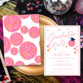 Invitation Retro Pink Orange Disco Ball fête de graduation