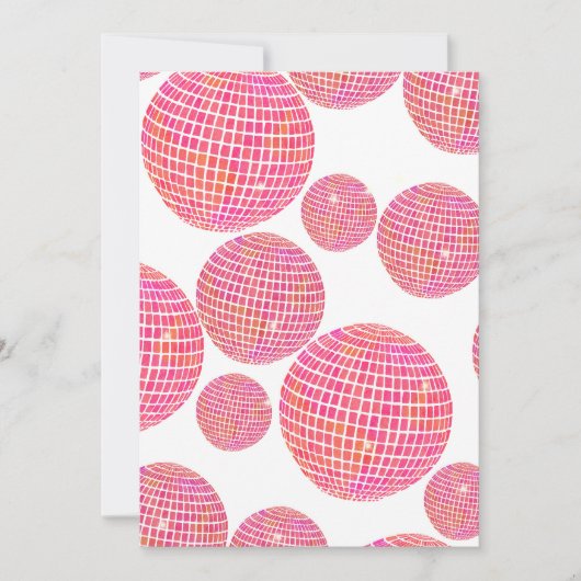 Invitation Retro Pink Orange Disco Ball fête de graduation (Devant)