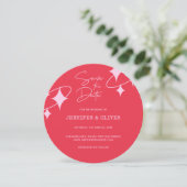 Invitation Retro Pink Orange Disco Ball Wedding Enregistrer l (Debout devant)