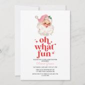 Invitation Retro Pink Père Noël oh quel Baby shower amusant (Devant)