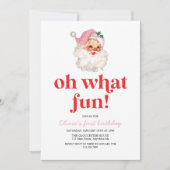 Invitation Retro Pink Père Noël oh quel plaisir anniversaire (Devant)