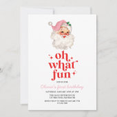 Invitation Retro Pink Père Noël oh quel plaisir anniversaire (Devant)