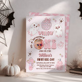 Invitation Retro Pink Photo Halloween Éffrayant Un 1er Annive