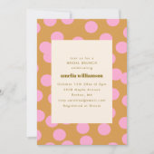 Invitation Retro Pink Poka Dot Bridal Brunch Douche moderne (Devant)